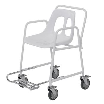 Mobile Shower Chair with Footrest & Four Braked Castors